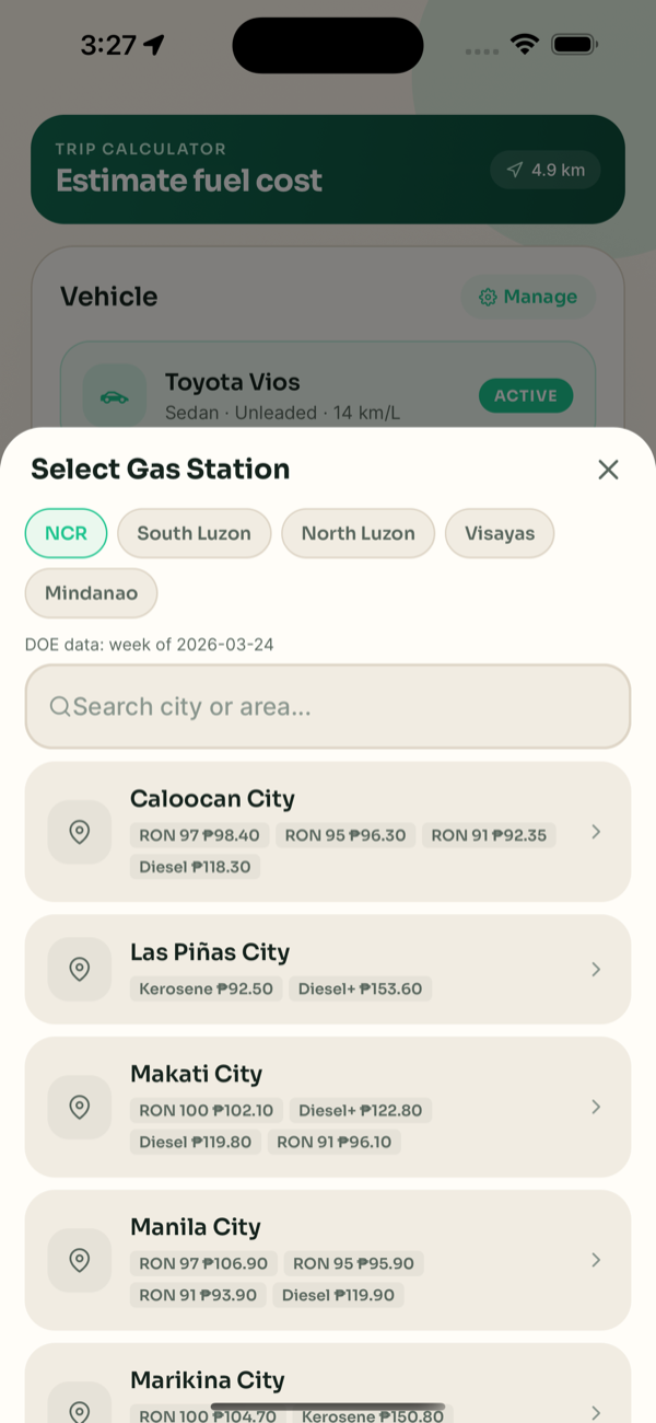 Refilio fuel prices preview