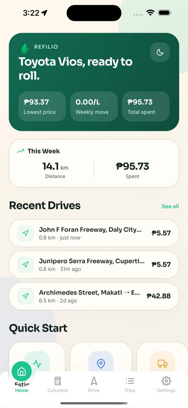 Refilio main app preview